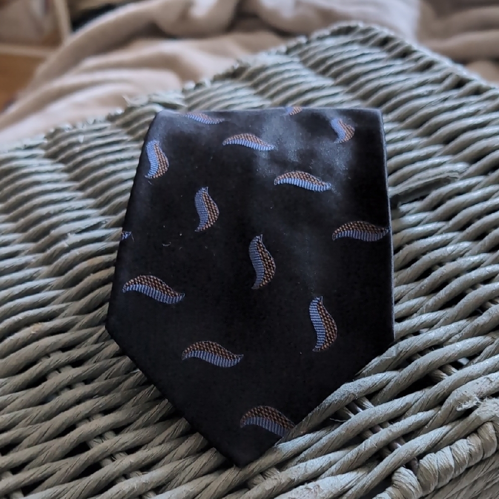 Elegant Navy Blue Paisley Men's Tie